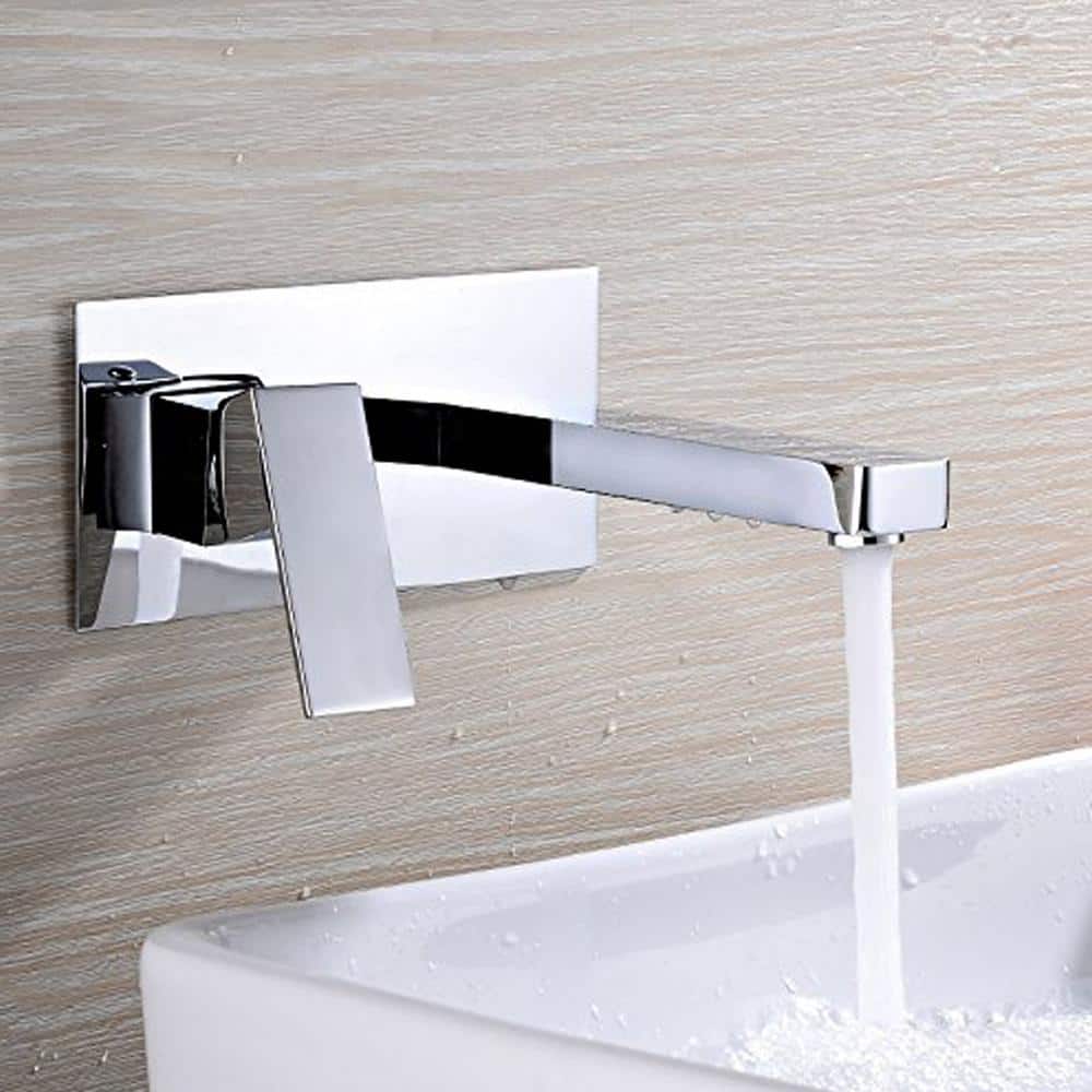 Chrome Wall Mounted Left-Handed Single Handle Bathroom Faucet