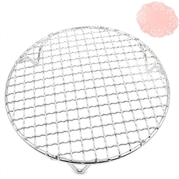 Stainless Steel Silver Round Cooking Rack Cooling Baking Barbecue Grill Wire Pan Grate for Air Fryer Oven