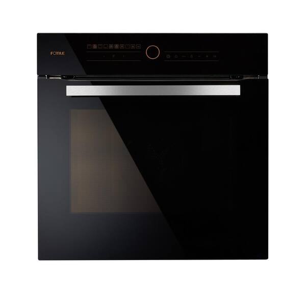 FOTILE 24 in. Single Electric Wall Oven with Convection in Stainless Steel and Black Tempered Glass