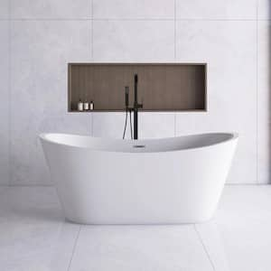 67 in. x 30 in. Acrylic Soaking Bathtub in Gloss White with Center Drain in Chrome