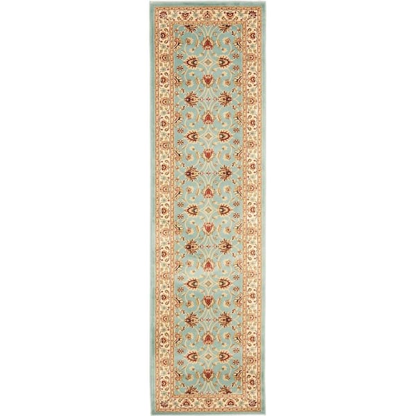 SAFAVIEH Lyndhurst Blue/Ivory 2 ft. x 12 ft. Border Geometric Floral Runner Rug