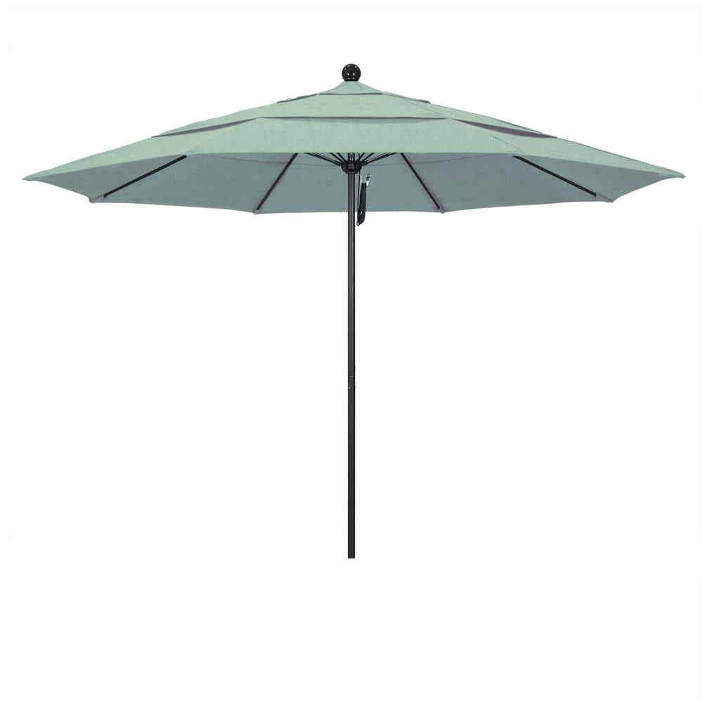 California Umbrella 11 ft. Black Aluminum Commercial Market Patio ...