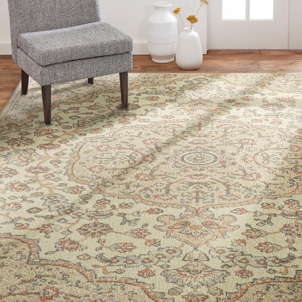 Royalty Medallion Beige/Ivory 8 ft. x 10 ft. Geometric Area Rug