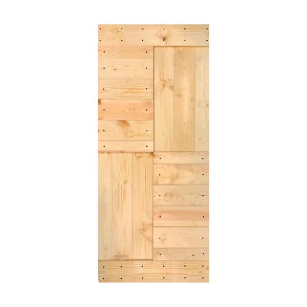 ISLIFE S Series 38 in. x 84 in. Unfinished DIY Solid Wood Sliding Barn Door Slab - Hardware Kit Not Included