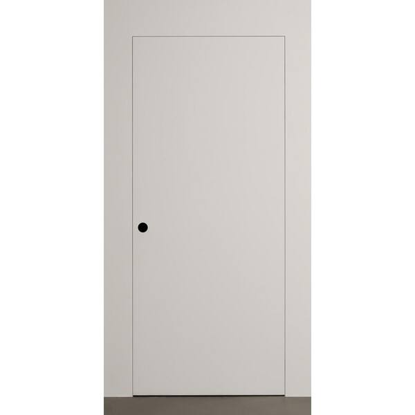 Flush 36 in. x 80 in. Left-Handed Primed Composite Wood Single Prehung Interior Door with Hidden Frame Regular