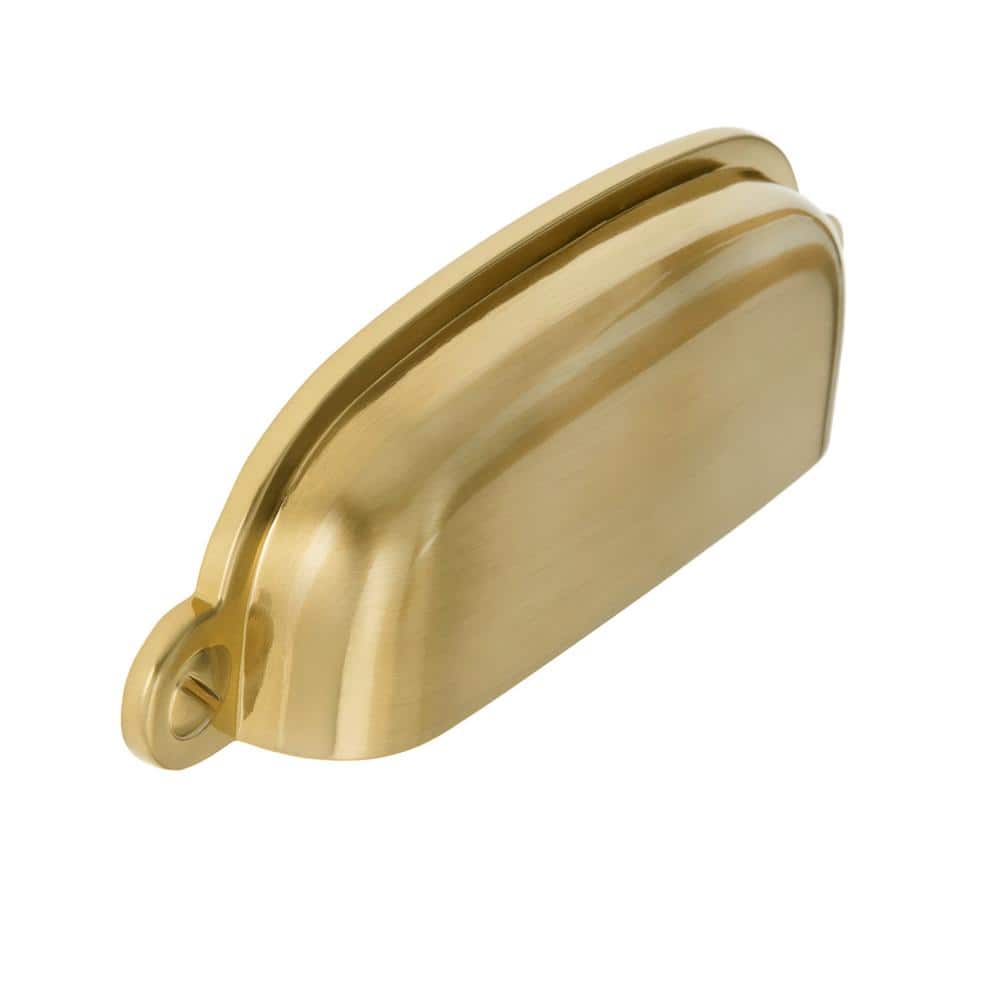 Brushed Satin Brass Monmouth Round Kitchen Cabinet Cup Drawer Pull Handle