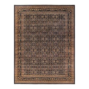 Mogul One-of-a-Kind Traditional Black 10 ft. 3 in. x 13 ft. 10 in. Floral Area Rug