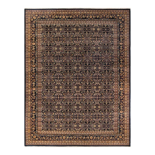 Solo Rugs Mogul One-of-a-Kind Traditional Black 10 ft. 3 in. x 13 ft. 10 in. Floral Area Rug