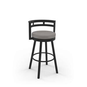 Render 26 in. Taupe Grey Faux Leather / Dark Brown Metal Swivel Counter Stool