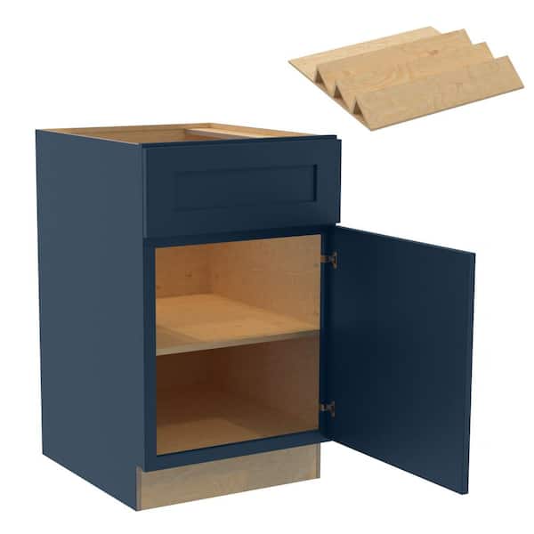 Home Decorators Collection Newport 21 in. W x 24 in. D x 34.5 in. H Assembled Plywood Base Kitchen Cabinet in Mythic Blue with Spice Soft Close RH