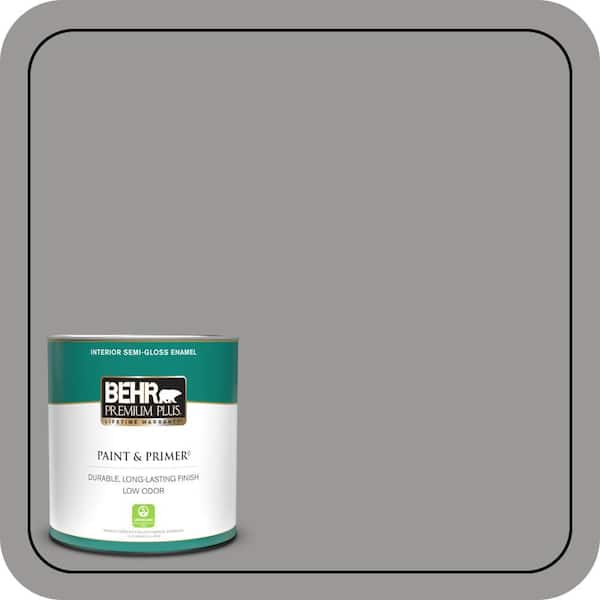 BEHR PREMIUM PLUS 1 qt. Home Decorators #HDC-NT-10A Dolphin Gray Semi-Gloss Enamel Low Odor Interior Paint & Primer