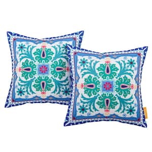 Patio Square Outdoor Throw Pillow Set in Clover (2-Piece)