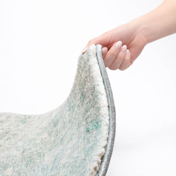 Dream Shag Premium Machine Washable Abstract ADS640 Teal 5 ft. x 7 ft. 6 in. Area Rug