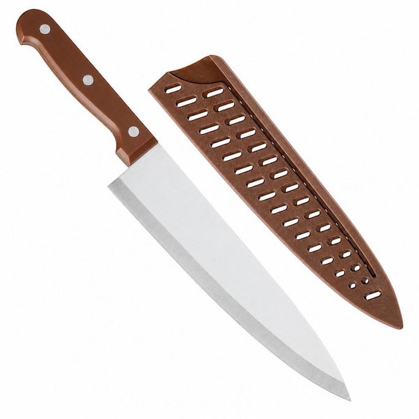 8 in. Stainless Steel Full Tang German Chef's Knife with Ergonomic Handle & Protective Knife Sheath, Dishwasher Safe