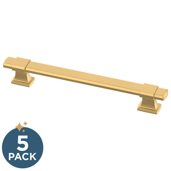 (5-Pack) Chamfered Edge Adjusta-Pull Adjustable 1-3/8 to 6-5/16 in. (35-160 mm) Modern Gold Cabinet Drawer Pull