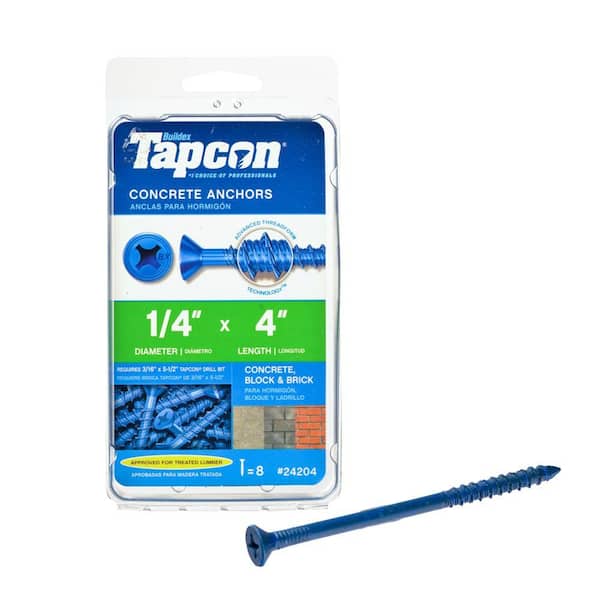 Tapcon 1/4 in. x 4 in. Phillips-Flat-Head Concrete Anchors (8-Pack)