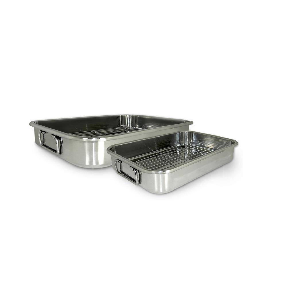 Stainless Steel 4-Piece Lasagna and Roasting Pan Set with Handles