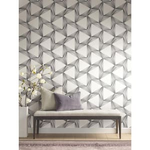 Charcoal Honeycomb Non Woven Preium Peel and Stick Wallpaper Approximate 34.2 sq. ft.