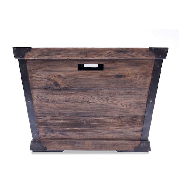 24 in. H x 32 in. W Outdoor 40000 Btu Square Gas Burning Concrete Wood Pattern Fire Pit in Brown