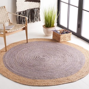 Natural Fiber Gray/Beige Doormat 3 ft. x 3 ft. Woven Ascending Round Area Rug