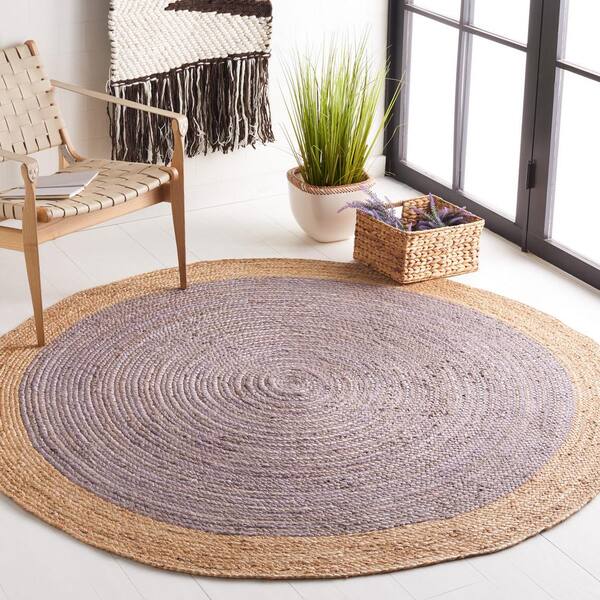 Natural Fiber Gray/Beige 5 ft. x 5 ft. Woven Ascending Round Area Rug