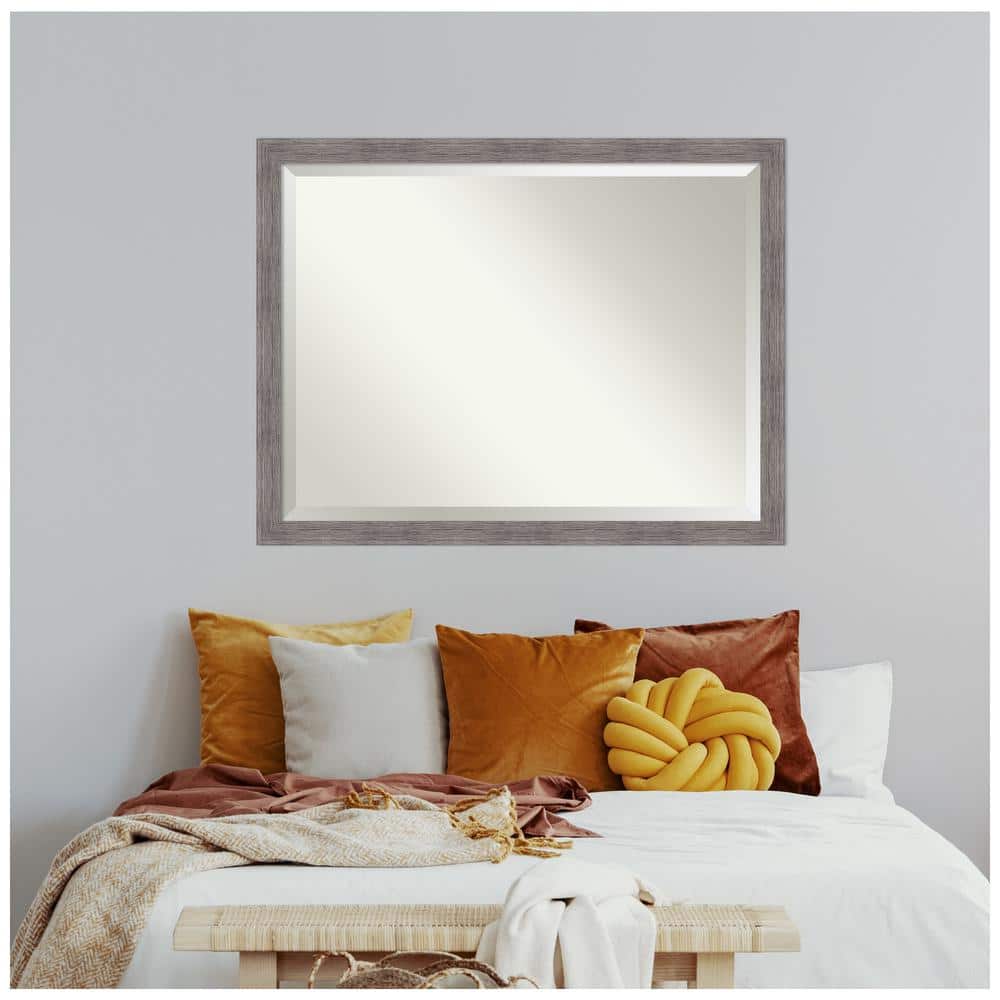 Pinstripe Plank Grey 43" x 33" Beveled Vanity Wall Mirror
