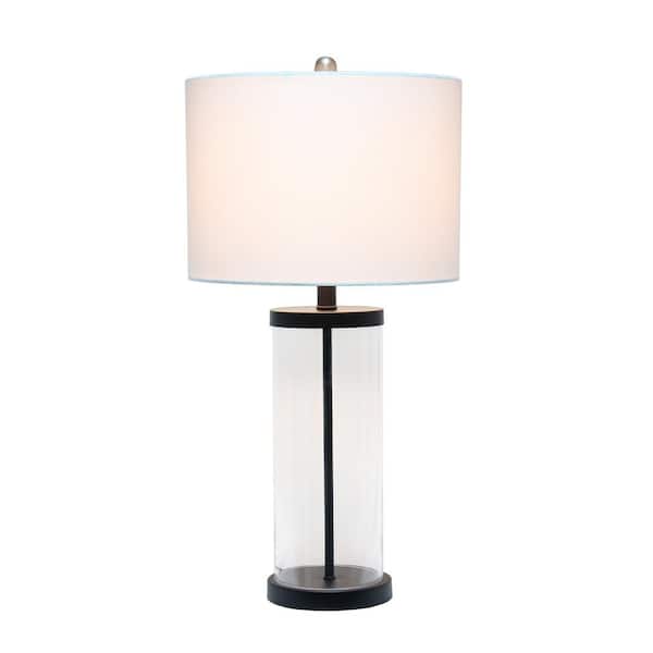 28 In Entrapped Glass Table Lamp With, Bronze Glass Cylinder Table Lamps