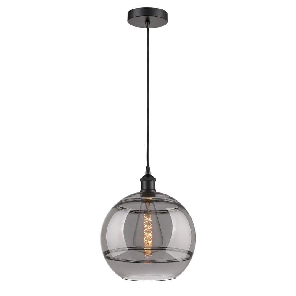 Rochester 100-Watt 1-Light Matte Black Standard Mini Pendant Light with Painted Glass Shade, No Bulbs Included price history on PriceWatchPro