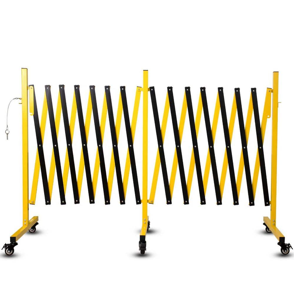 23 ft. x 3.4 ft. Yellow and Black Metal Expandable Barricade, Folding Security Gate Safety Barrier with Casters price history on PriceWatchPro