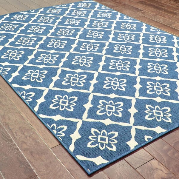 Odyssey Navy 9 ft. x 13 ft. Indoor/Outdoor Patio Area Rug