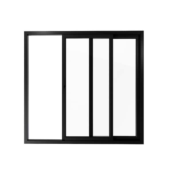 8166 72 in. X 80 in. Black Color Left Hand Finished Metal-Plastic Patio Door
