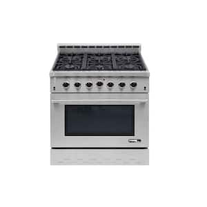 Entree 36 in. 5.5 cu. ft. Professional Style Dual Fuel Range with Convection Oven in Stainless Steel and Black
