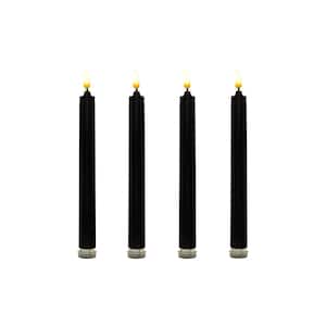 Black Battery Operated 3D Wick Flame Taper Candles (Set of 4)