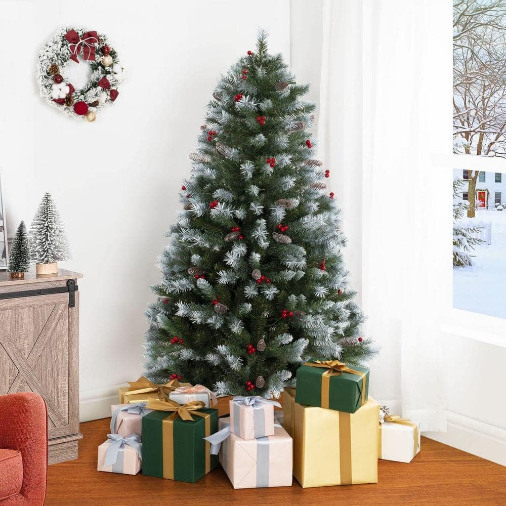 HOMESTOCK 4.5 Ft Pre-Lit Artificial Spruce Christmas Tree 12502 ...