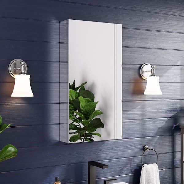 16 in. W x 30 in. H Rectangular Frameless Aluminum Medicine Cabinet with Mirror and Soft-Close Hinges