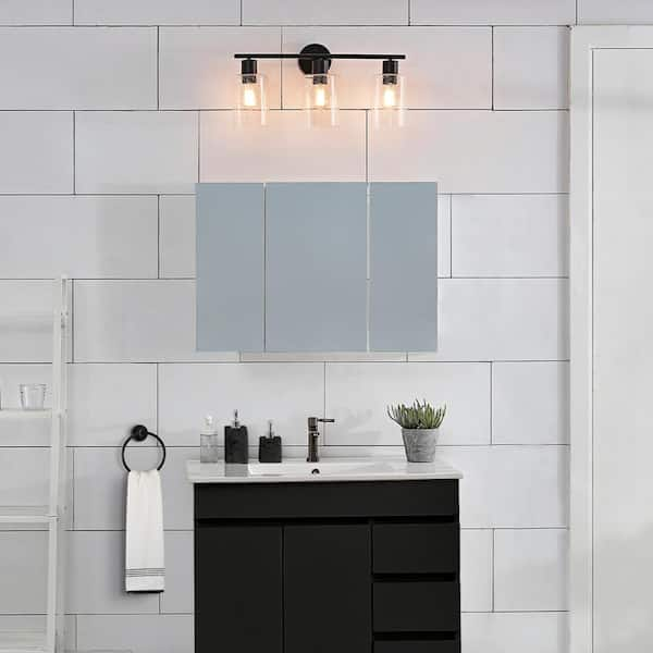 Globe Electric Bristol 24.5 in. 3-Light Matte Black Vanity Light