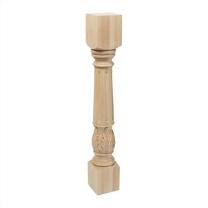 5 in. x 35-1/4 in. Unfinished North American Solid Hard Maple Acanthus Leaf Kitchen Island Leg