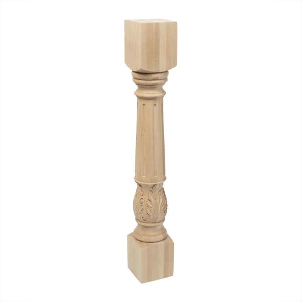 American Pro Decor 5 in. x 35-1/4 in. Unfinished North American Solid Hard Maple Acanthus Leaf Kitchen Island Leg