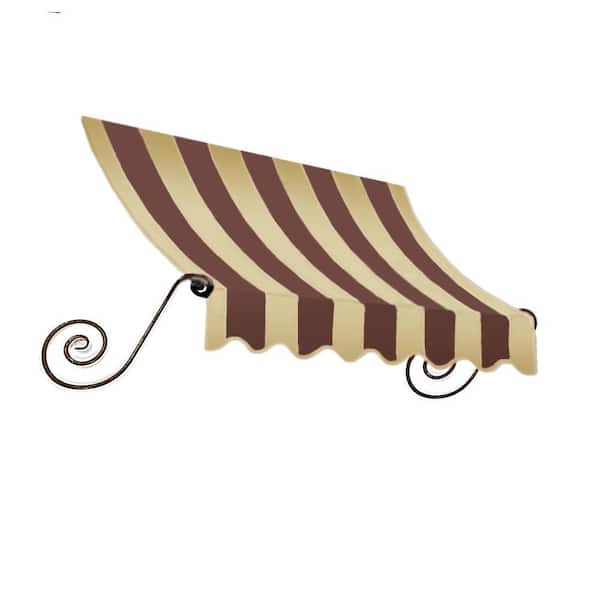 AWNTECH 3.38 ft. Wide Charleston Window/Entry Fixed Awning (31 in. H x 24 in. D) Brown/Tan
