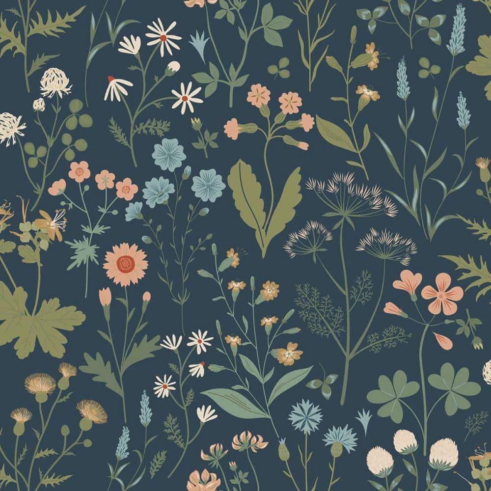 ESTA Home Letitia Indigo Summer Meadows Wallpaper DD139698 - The Home Depot