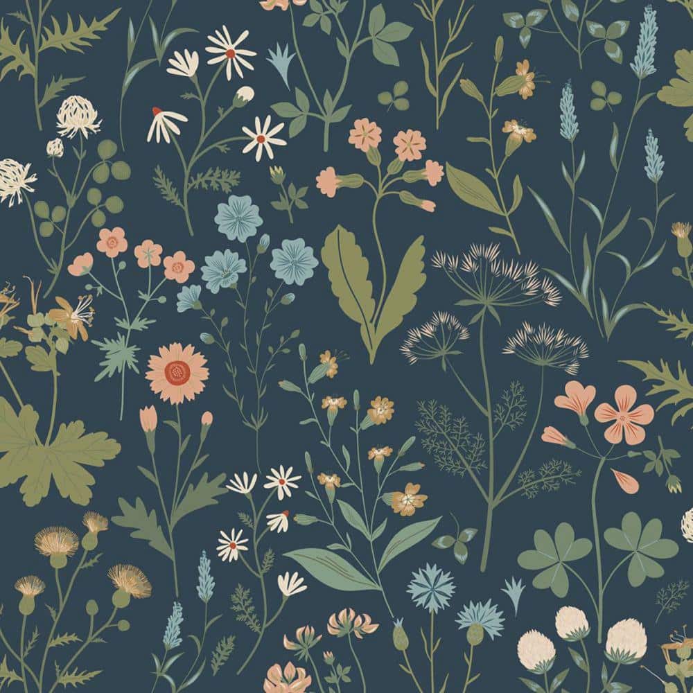 Blue Letitia Summer Meadows Wallpaper Sample