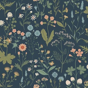 Blue Letitia Summer Meadows Wallpaper Sample