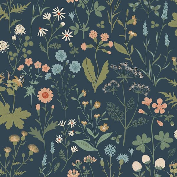 Blue Letitia Summer Meadows Wallpaper Sample