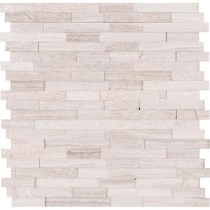 White Quarry 3D Peel and Stick 12 in. x 12 in. x 6 mm Interlocking Honed Marble Mosaic Tile (15 sq. ft. / case)