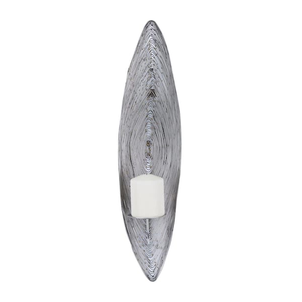 Litton Lane 6 in. Silver Stainless Steel Metal Single Candle Wall Sconce