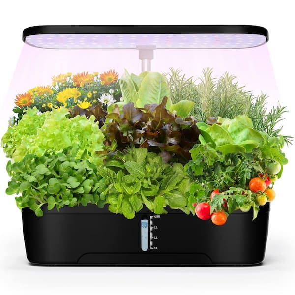 12-Pod Hydroponic Indoor Garden System with LED Grow Light, Adjustable Height up to 12 in. for Herbs, Vegetables