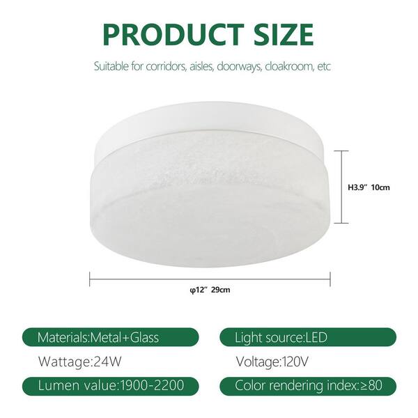 Basdien 14 in. White Closet Light LED Flush Mount Ceiling Light