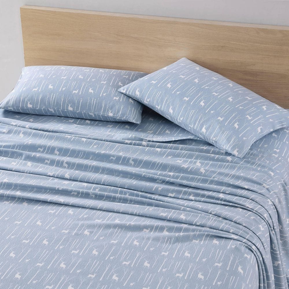 Full Gray Cotton Flannel Deep Pocket Sheet Set
