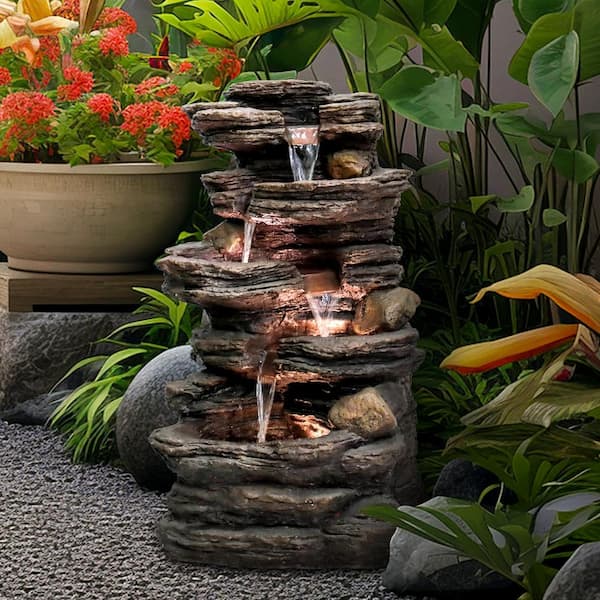 Indoor Fountain Decorative 5-Tier Rockery Tabletop factory Fountains with a Small