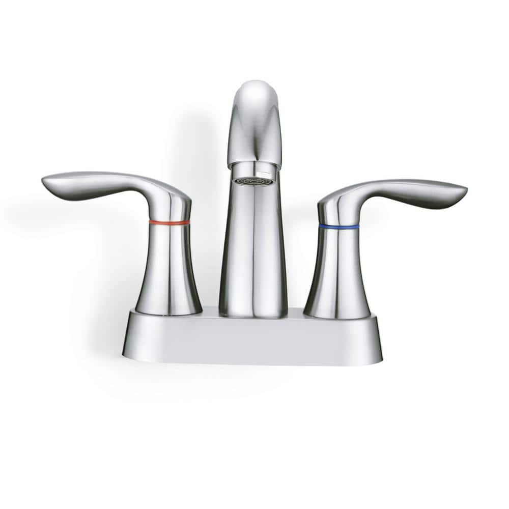 4 in. Centerset Double Handle High Arc Bathroom Faucet with Drain Kit Included in Brushed Nickel price history on PriceWatchPro